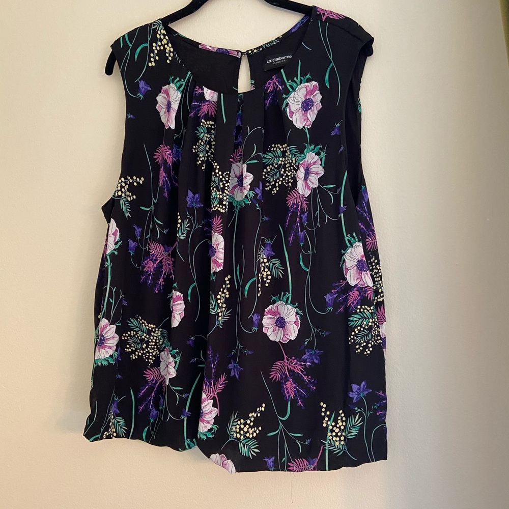 Plus Size Floral Print Sleeveless Shell Top XXL